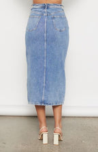 HIGH WAISTED DENIM MAXI SKIRT