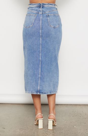 HIGH WAISTED DENIM MAXI SKIRT