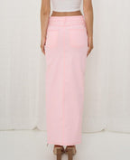 PINK DENIM LOOK MAXI SKIRT