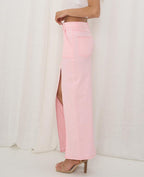 PINK DENIM LOOK MAXI SKIRT