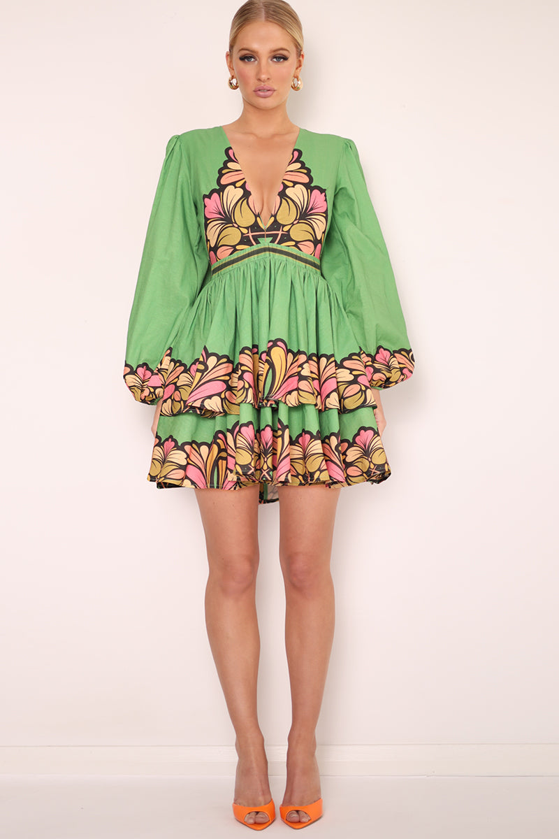 LIZBON BLOOM MINI DRESS - APPLE