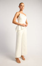 Pleated Bodice Asymmetric Top And Pants Set