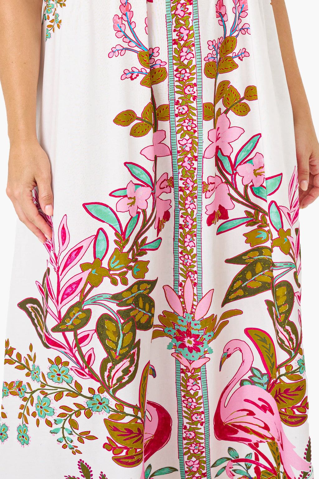 FLAMINGO PRINT FLOWY COTTON DRESS (FLAMINGO PRINT)