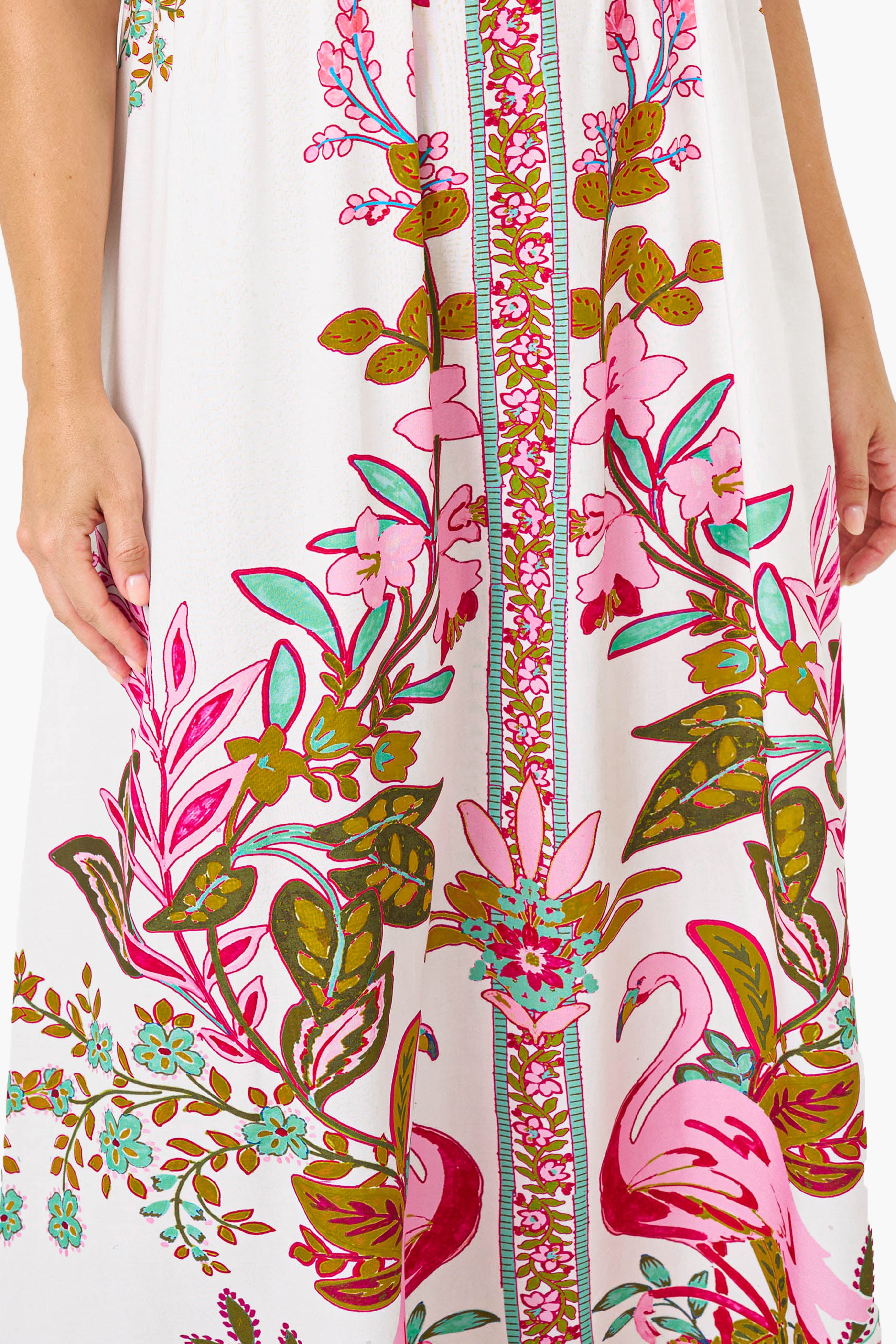 FLAMINGO PRINT FLOWY COTTON DRESS (FLAMINGO PRINT)
