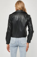 FAUX LEATHER JACKET WITH SIDE BUCKLE DETAIL