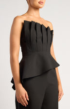 Pleated Bodice Asymmetric Top And Pants Set