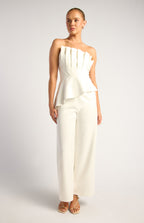 Pleated Bodice Asymmetric Top And Pants Set