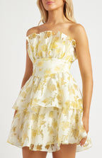 LEMON FLORAL MIDI DRESS