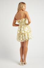 LEMON FLORAL MIDI DRESS