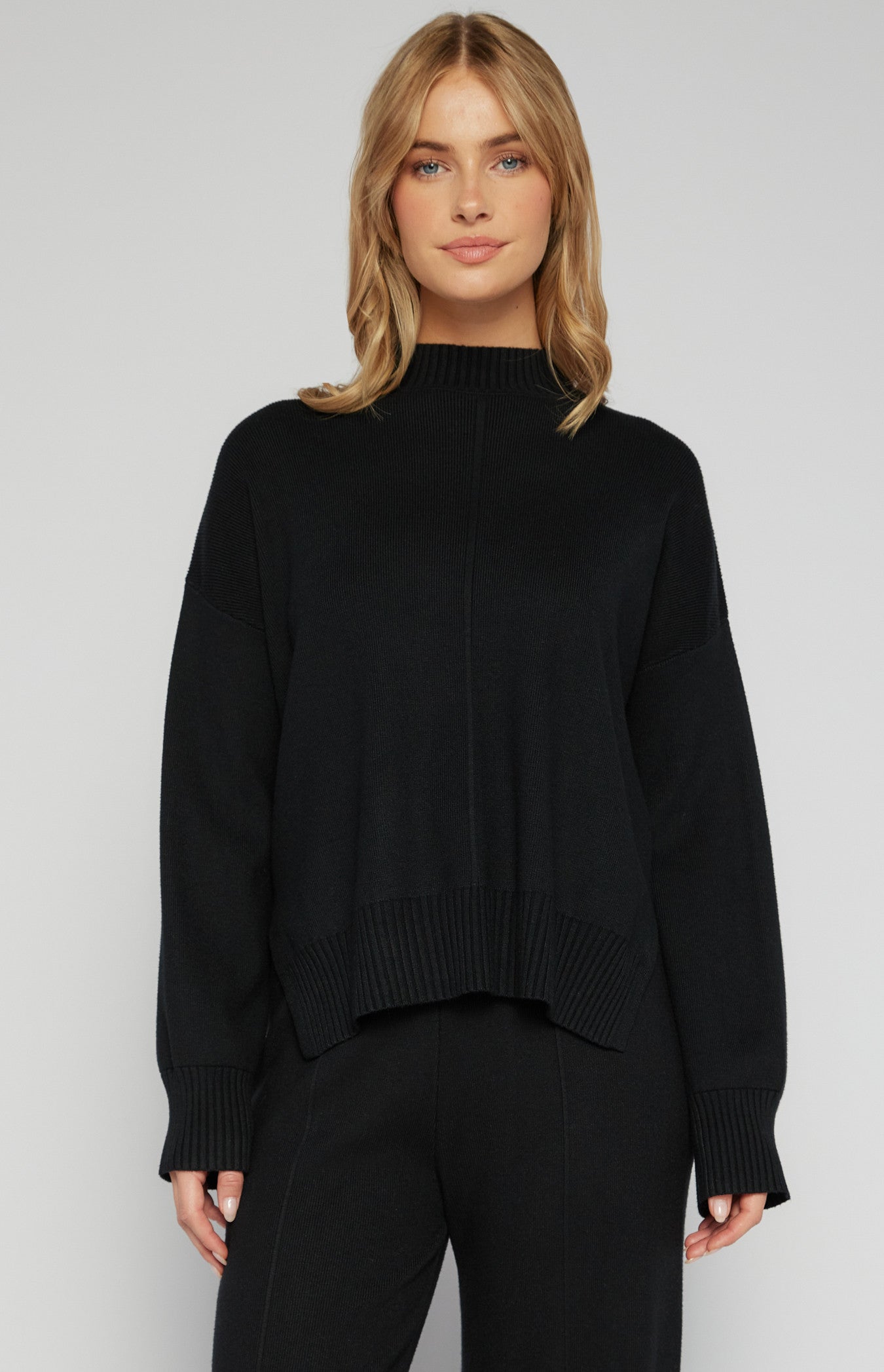 FRONT SEAM DETAIL MOCK NECK KNIT JUMPER
