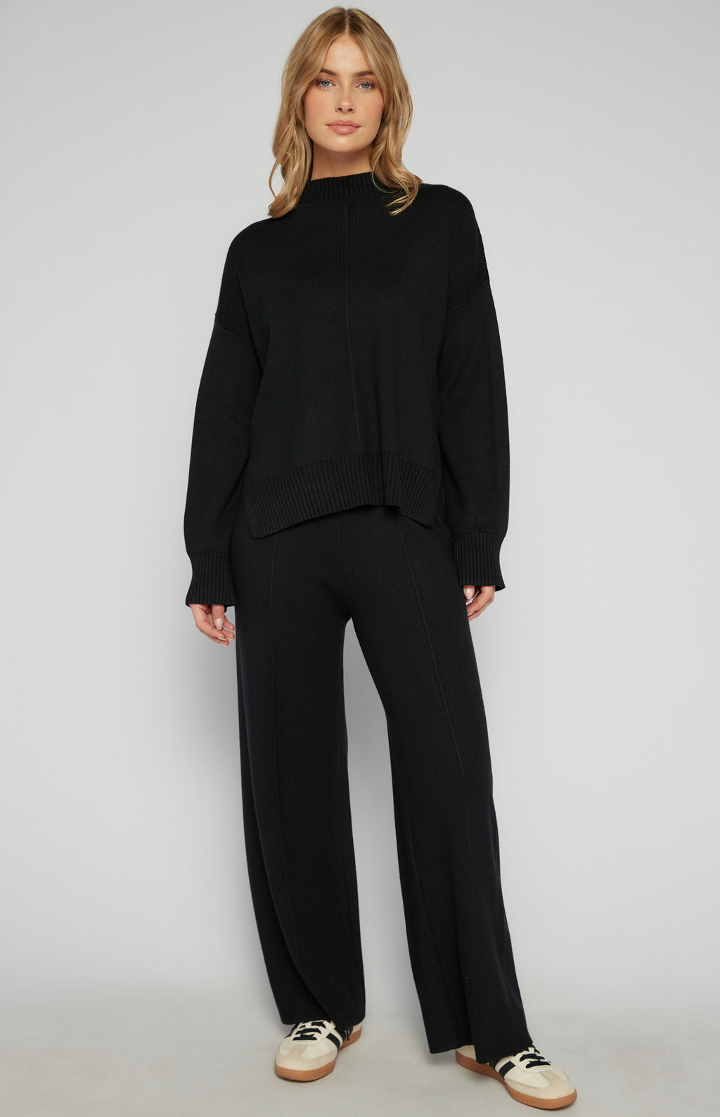 FRONT SEAM DETAIL MOCK NECK KNIT JUMPER