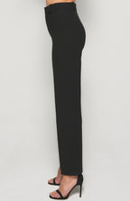 STRETCH FABRIC HIGH WAISTED WIDE LEG PANTS