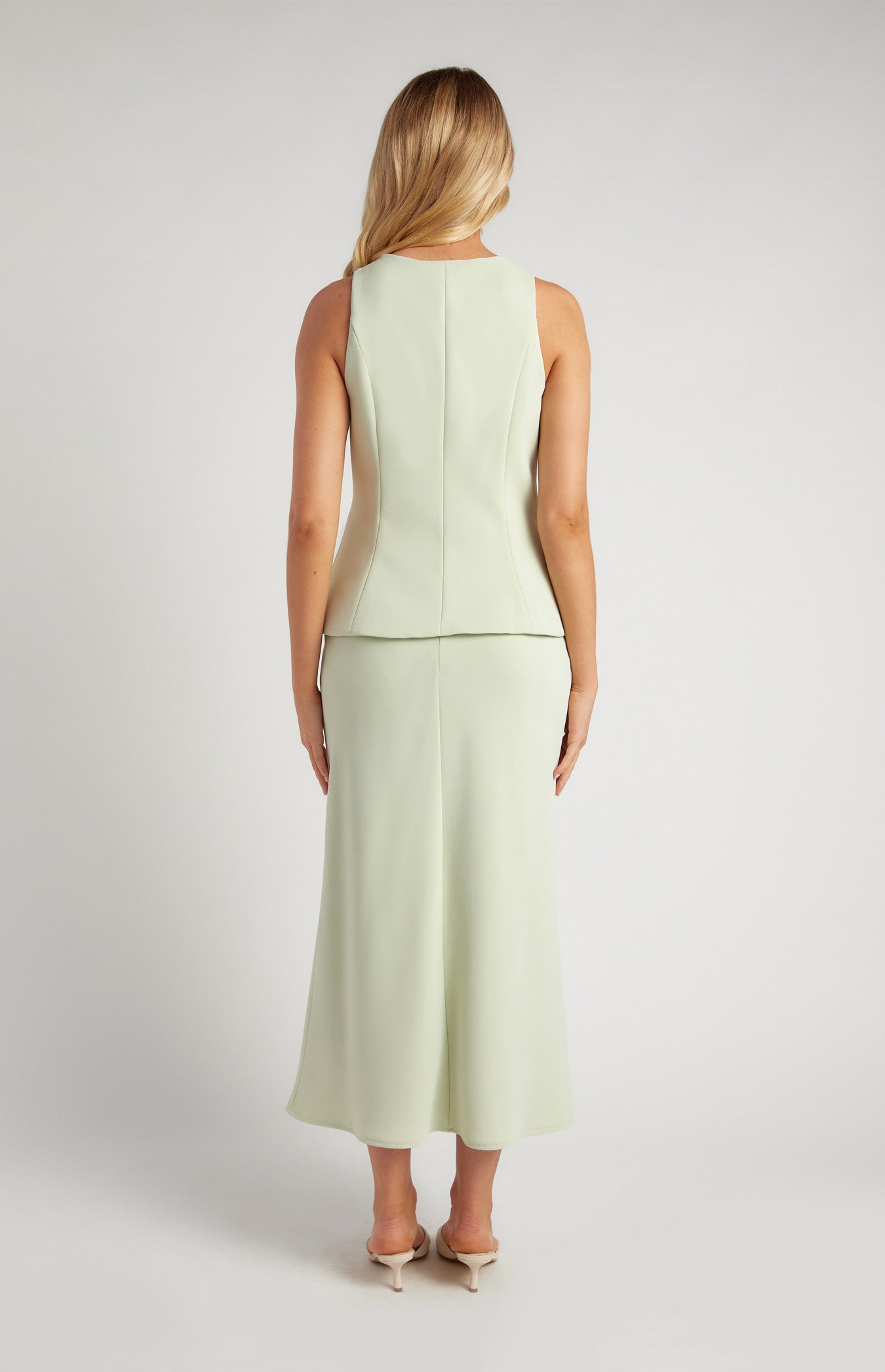 BELLA PISTACHIO VEST AND SKIRT SET