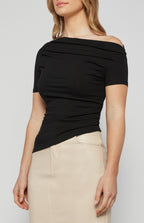 TWO WAY WEAR JERSEY TOP WITH ASYMMETRIC HAM