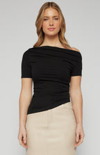 TWO WAY WEAR JERSEY TOP WITH ASYMMETRIC HAM