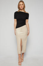 TWO WAY WEAR JERSEY TOP WITH ASYMMETRIC HAM
