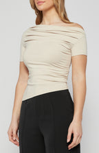 TWO WAY WEAR JERSEY TOP WITH ASYMMETRIC HAM