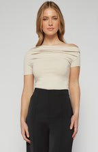 TWO WAY WEAR JERSEY TOP WITH ASYMMETRIC HAM