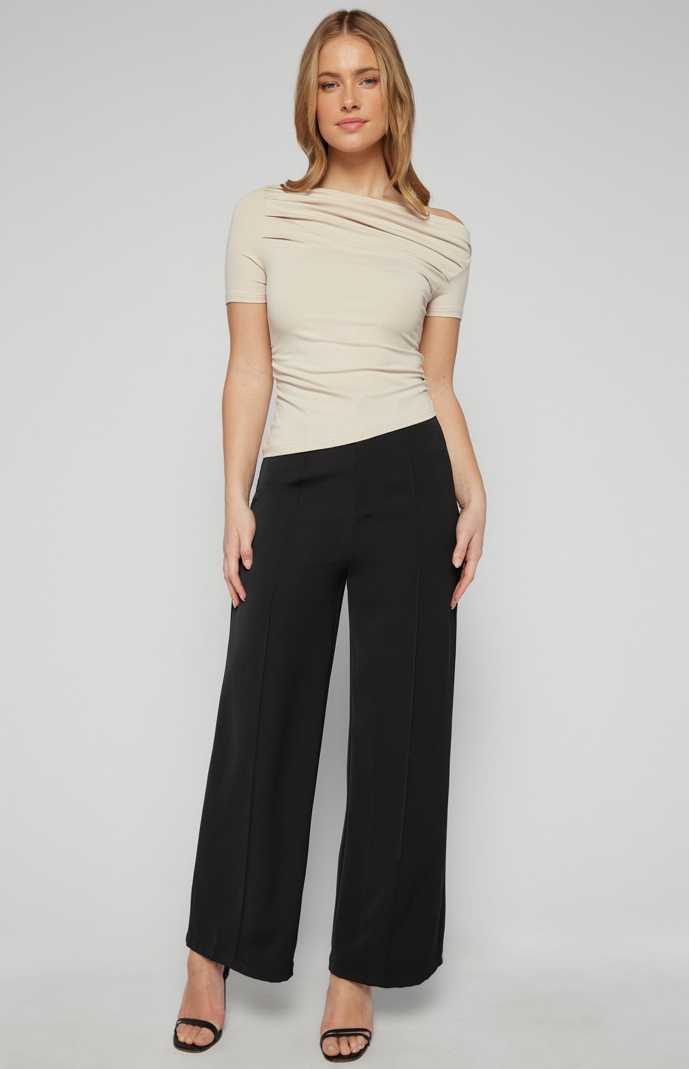 TWO WAY WEAR JERSEY TOP WITH ASYMMETRIC HAM
