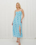 TIE SHOULDER BLUEPRINT MAXI DRESS