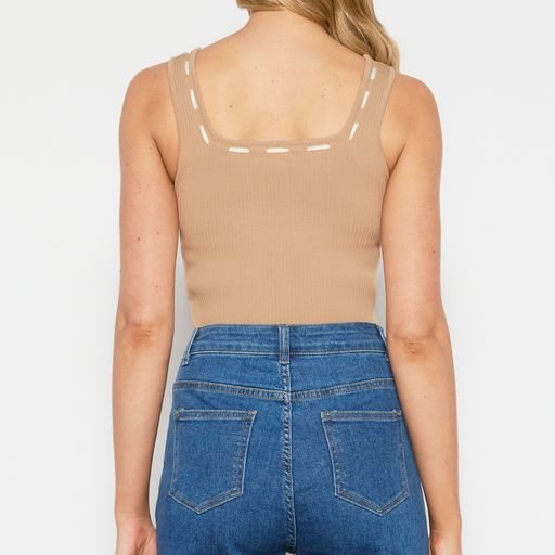 CONTRAST STITCH KNIT TOP
