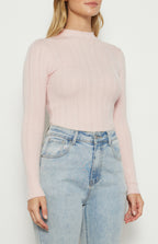 MOCK NECKLINE TEXTURED KNIT TOP