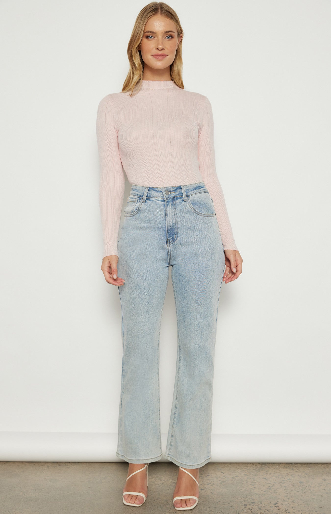 MOCK NECKLINE TEXTURED KNIT TOP