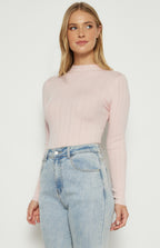 MOCK NECKLINE TEXTURED KNIT TOP