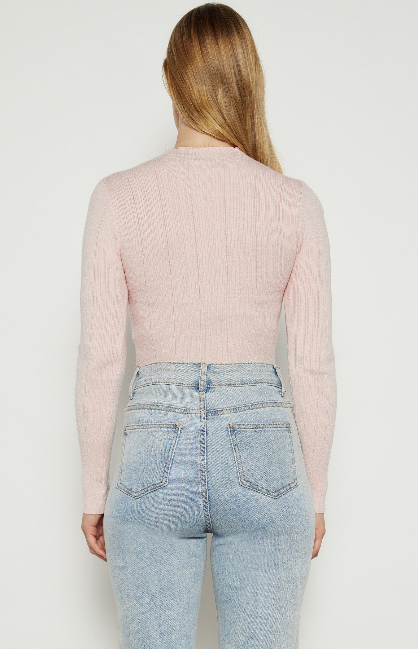 MOCK NECKLINE TEXTURED KNIT TOP