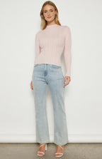 MOCK NECKLINE TEXTURED KNIT TOP