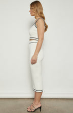 CONTRAST STITCH DETAIL KNIT TOP AND SKIRT SET