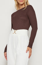 TEXTURED JERSEY BOAT NECKLINE BODYSUIT
