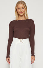 TEXTURED JERSEY BOAT NECKLINE BODYSUIT