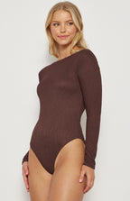 TEXTURED JERSEY BOAT NECKLINE BODYSUIT