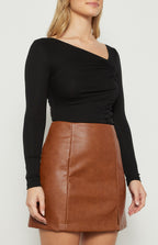 ASYMMETRIC NECKLINE JERSEY RUCHE DETAIL TOP