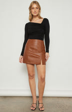 ASYMMETRIC NECKLINE JERSEY RUCHE DETAIL TOP