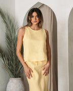 LEMON LINEN TOP