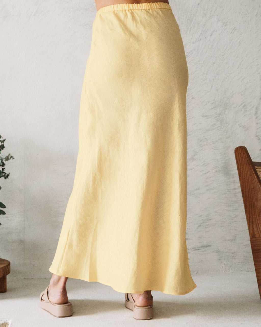LEMON LINEN MAXI SKIRT