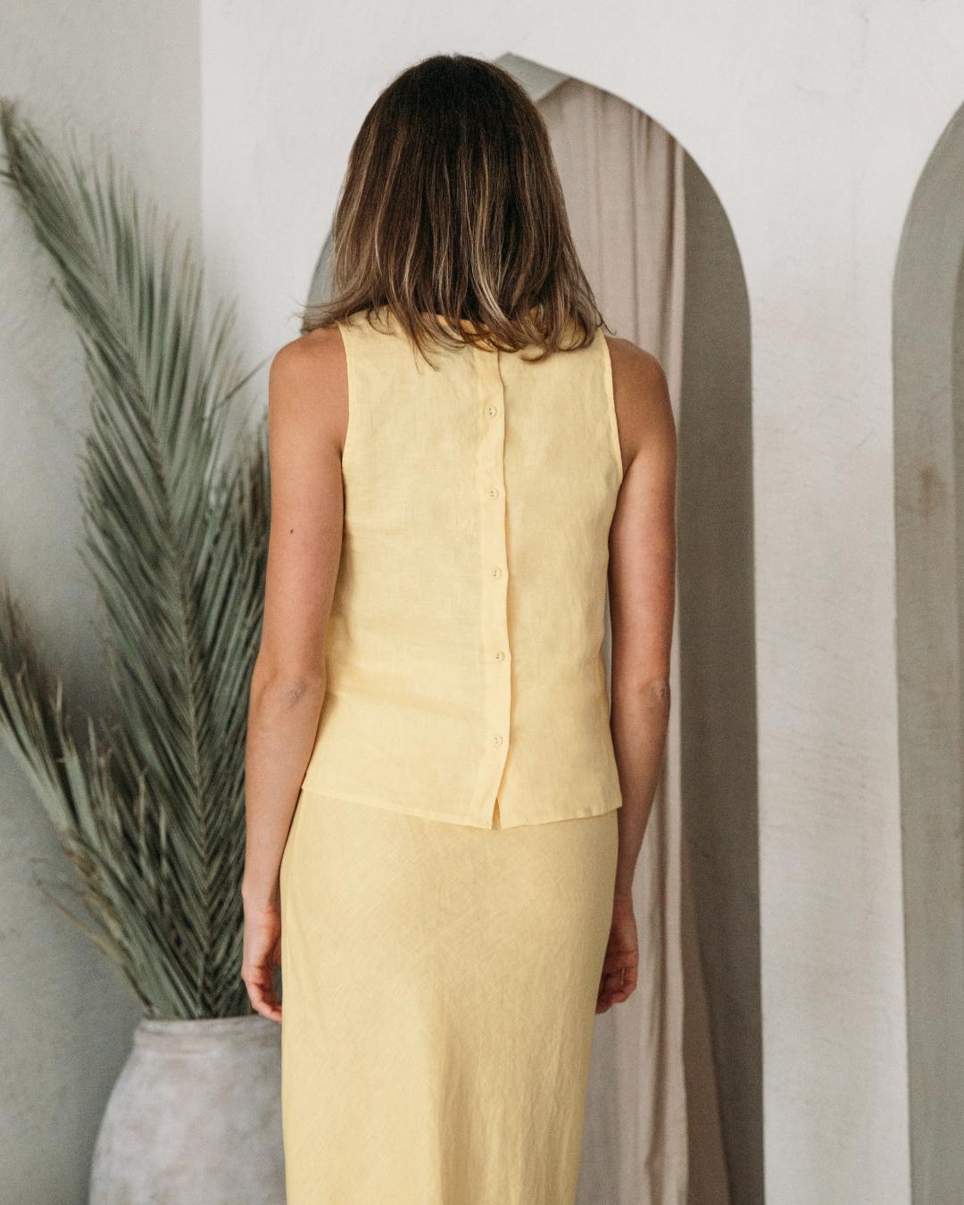 LEMON LINEN TOP